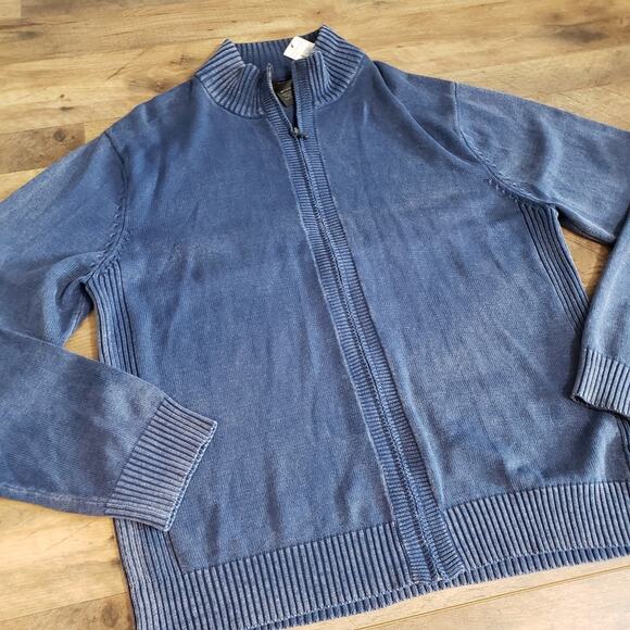 NEW Calvin Klein Jeans Faded Navy Men's Full Zip Blue Knit Sweater Cardigan XXL - Picture 3 of 12